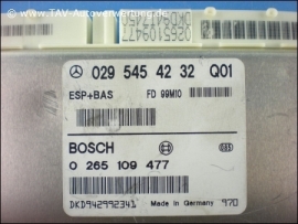 ESP+BAS Control unit Mercedes-Benz A 029-545-42-32 Bosch 0-265-109-477 Q01 Q02 Q03 A 0295454232 Q01