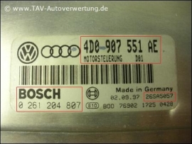 Motor-Steuergeraet Bosch 0261204807 4D0907551AE Audi A4 VW Passat 2.8L V6 26SA5057 / D01 (ausverkauft)