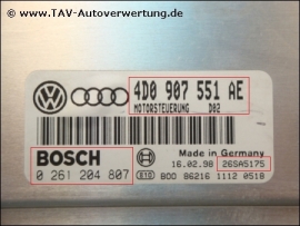 Engine control unit Bosch 0-261-204-807 4D0-907-551-AE Audi A4 VW Passat 2.8L V6 26SA5175 / D02