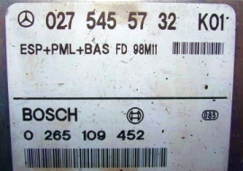 ESP+PML+BAS Control unit Mercedes A 027-545-57-32 Bosch 0-265-109-452 K01 Q01 Q02 A 0275455732 / K01 (out of stock)