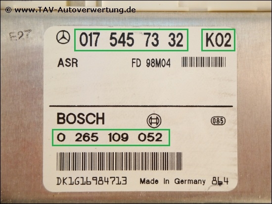 Asr Control Unit Mercedes-Benz A 017-545-73-32 K02 Bosch 0-265-109-052, 35,00 €