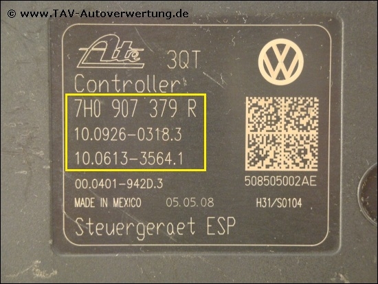 VOLKSWAGEN-VW 7H0907379S 7H0614117A ATE 10092603103 10021200194 1042