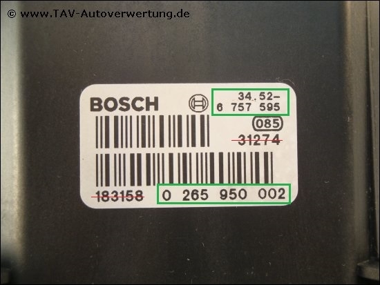 BMW ABS Steuergerät Bosch E38 E39 0265950001 0265950002 