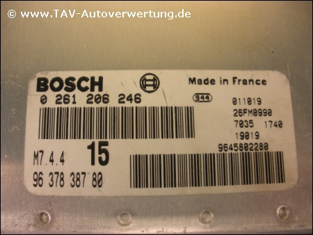 Engine control unit Bosch 0-261-206-246 Citroen Peugeot 96-378-387-80 ...