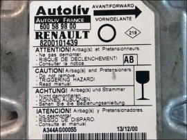 Air Bag control unit 8200-101-439 Autoliv 600-58-98-00 AB Renault Twingo