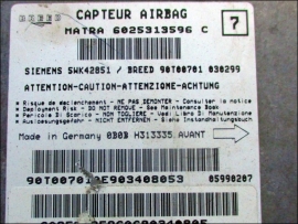 Air Bag control unit Matra 6025-313-596-C 5WK4-2851 90T007001 Renault Espace III