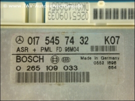 ASR+PML Steuergeraet Mercedes A 0175457432 Bosch 0265109033 K04 K05 K06 K07 A 0175457432 K07