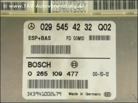 ESP+BAS Steuergeraet Mercedes A 0295454232 Bosch 0265109477 Q01 Q02 Q03 A 0295454232 Q02