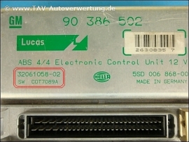 ABS Steuergeraet Opel GM 90386502 Hella 5SD006868-00 Lucas 32061058-02/03 32061058-02 / SW COT7089A (ausverkauft)
