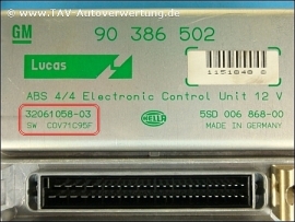 ABS Steuergeraet Opel GM 90386502 Hella 5SD006868-00 Lucas 32061058-02/03 32061058-03 / SW COV71C95F (ausverkauft)