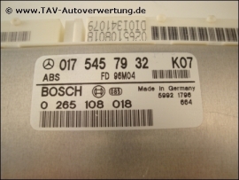 ABS Control unit Mercedes A 017-545-79-32 Bosch 0-265-108-018 K02 K04 K06 K07 A 0175457932 K07