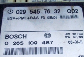 ESP+PML+BAS Control unit Mercedes A 029-545-76-32 Bosch 0-265-109-487 Q01 Q02 A 0295457632 / Q02 (out of stock)